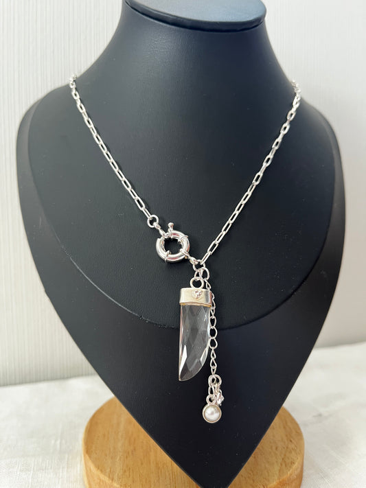 Cadena Cuarzo Cristal Plata
