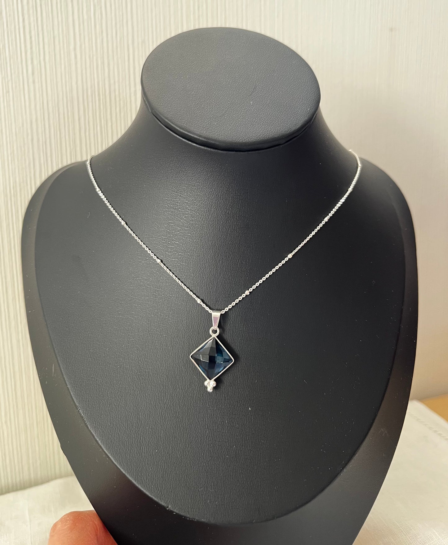 Cadena Cristal Azul Puro Plata 925