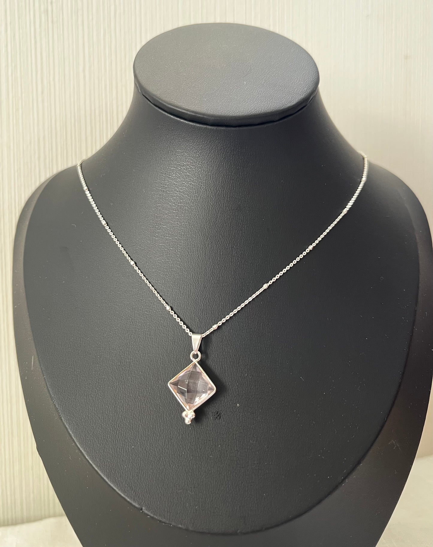 Cadena Cristal Rosa Plata 925